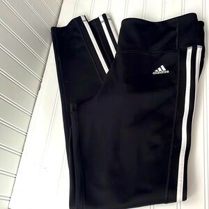 🎉3/20 Adidas black with white stripes active pants leggings size large